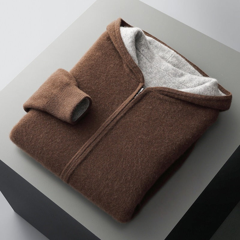 Gilet zippé à capuche homme en laine à manches longues 6