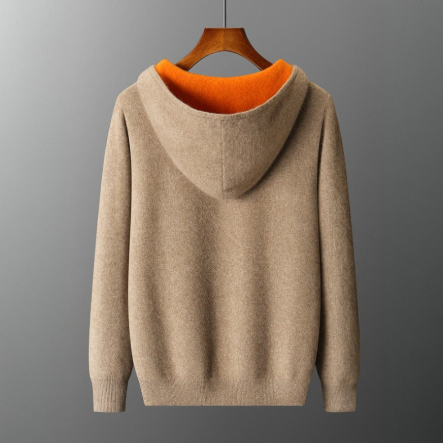 Gilet zippé à capuche homme en laine à manches longues 8