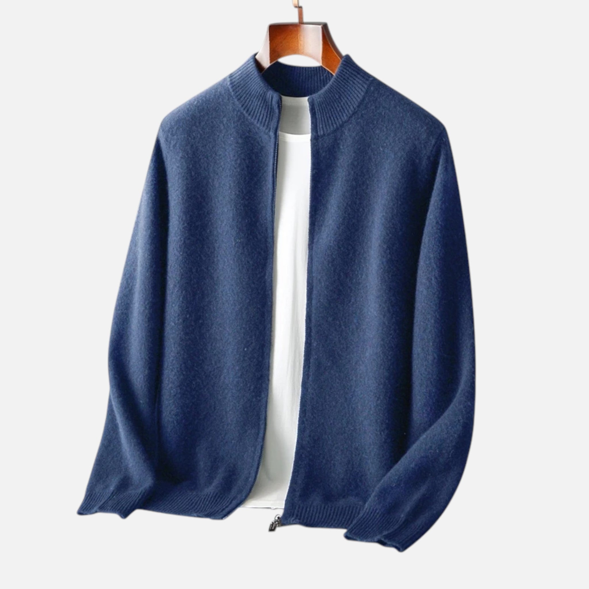 Gilet zippé homme en laine à col montant 11