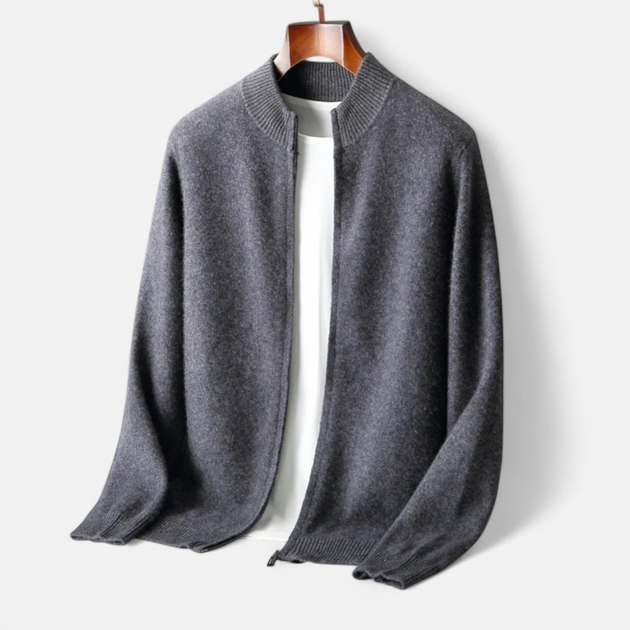 Gilet zippé homme en laine à col montant 12