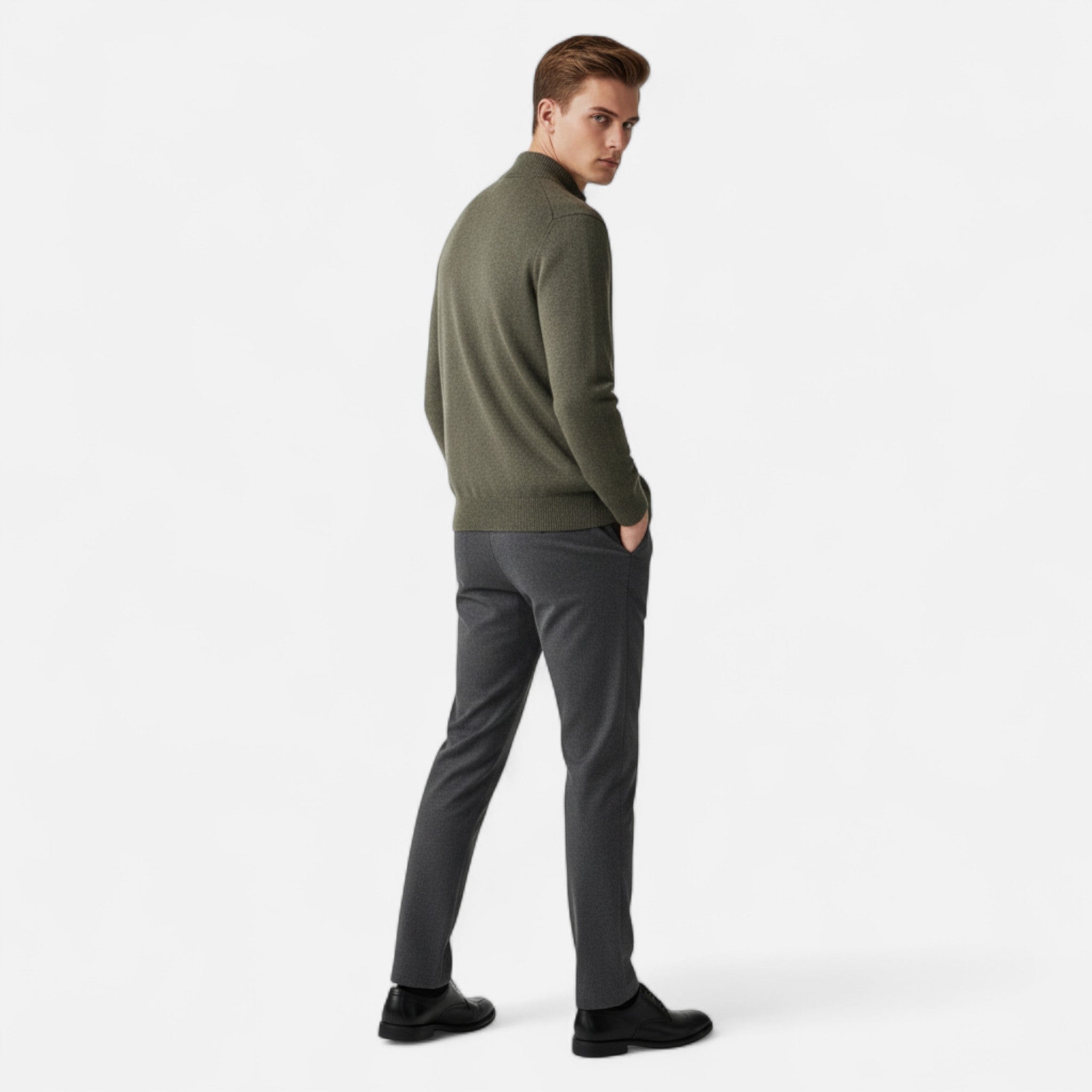 Gilet zippé homme en laine à col montant 7
