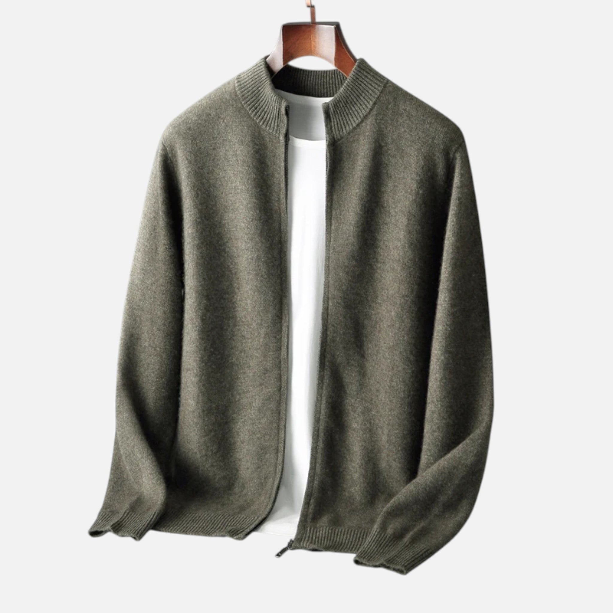 Gilet zippé homme en laine à col montant 8