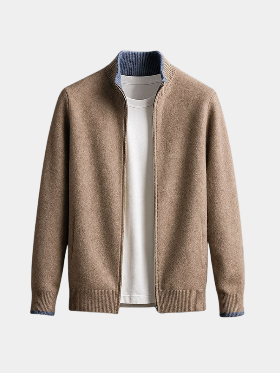 Gilet zippé homme en maille à col montant et manches longues 4