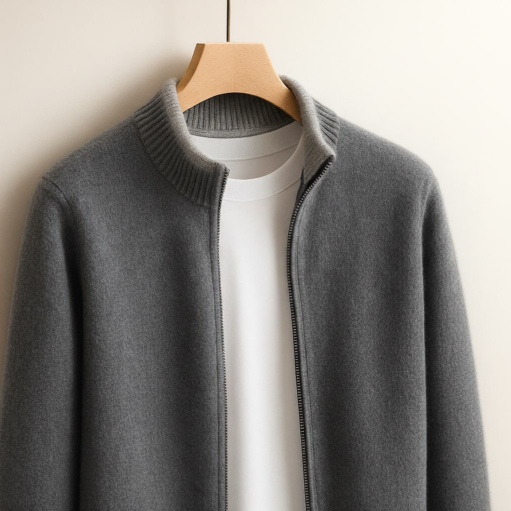 Gilet zippé homme en maille à col montant et manches longues 6