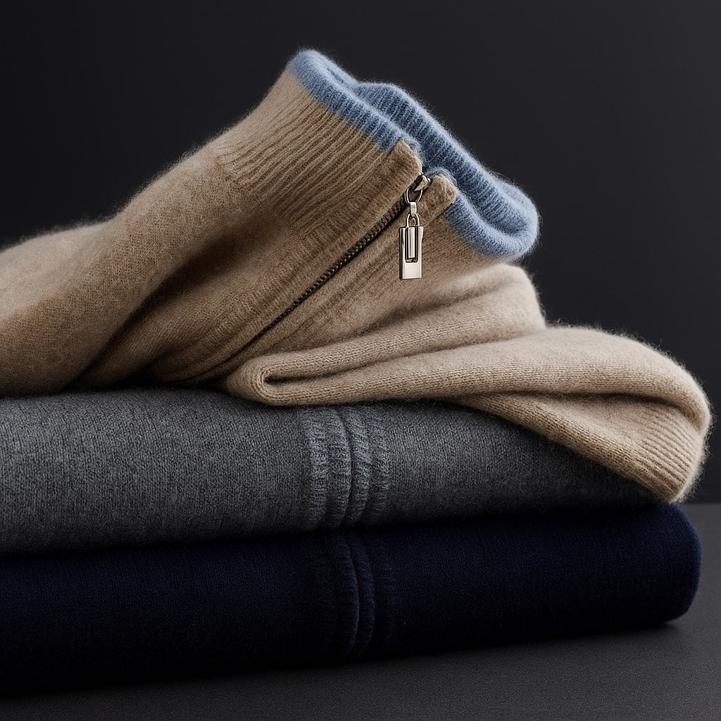 Gilet zippé homme en maille à col montant et manches longues 8