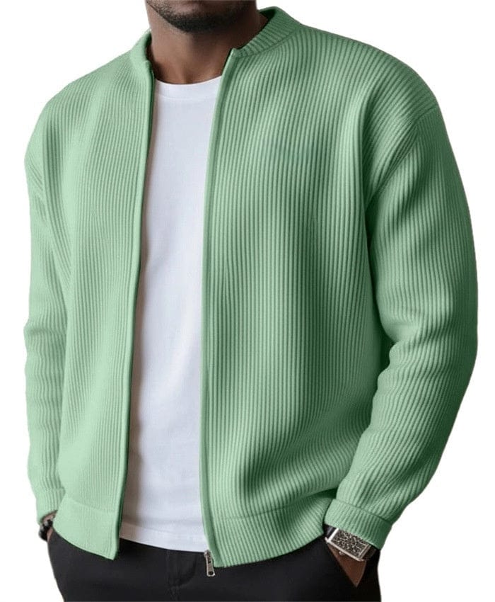 Gilet zippé homme en maille côtelée verticale à col montant 4