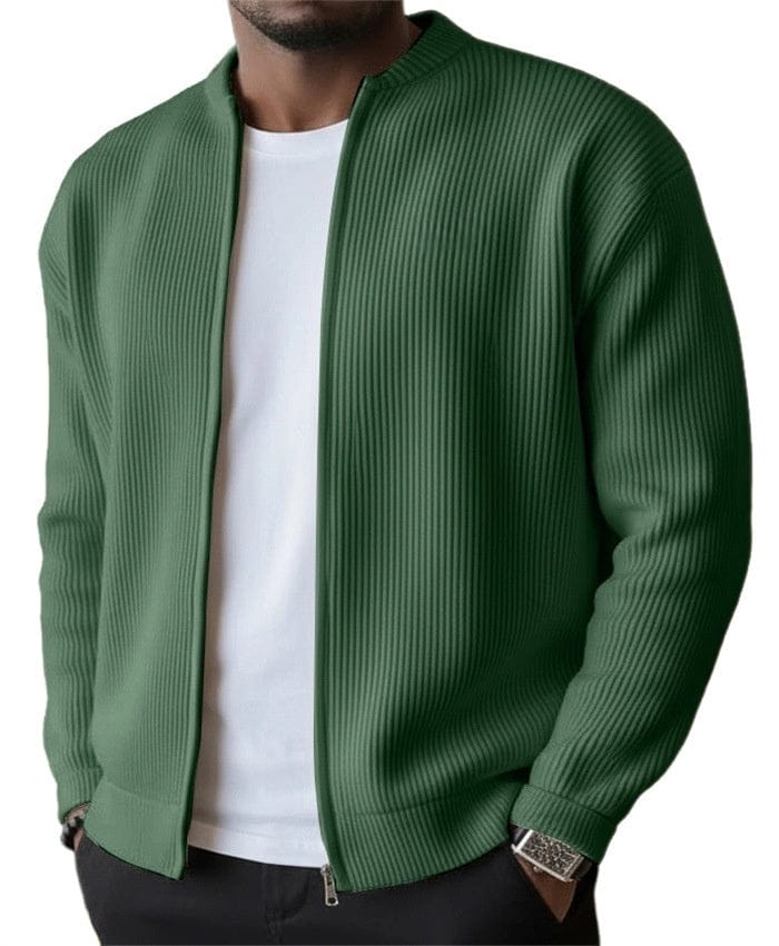 Gilet zippé homme en maille côtelée verticale à col montant 7