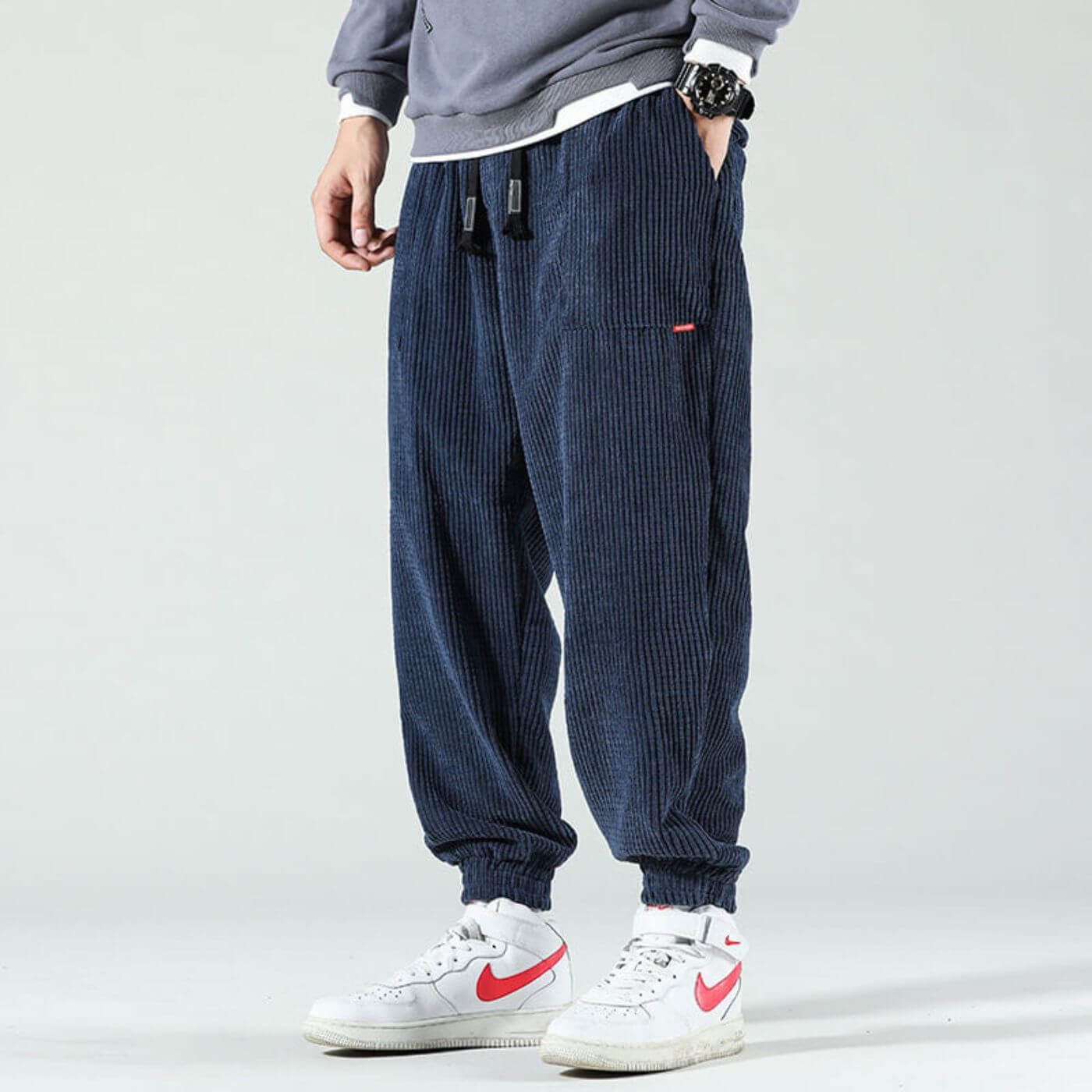 Jogging homme en velours côtelé coupe décontractée 1