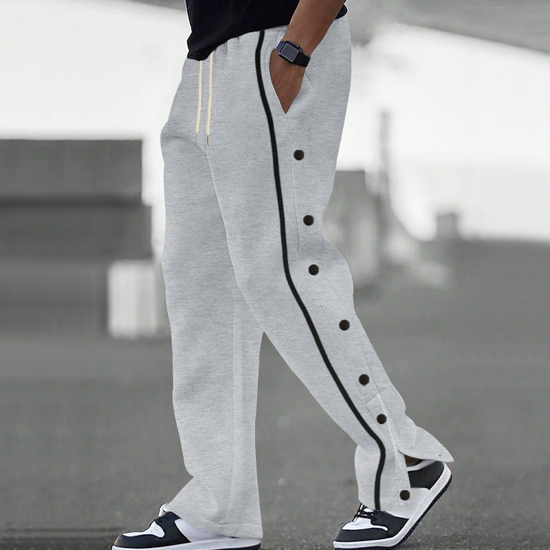 Jogging homme sportif à boutons-pression latéraux et bande contrastée 3