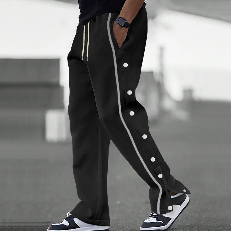 Jogging homme sportif à boutons-pression latéraux et bande contrastée 4