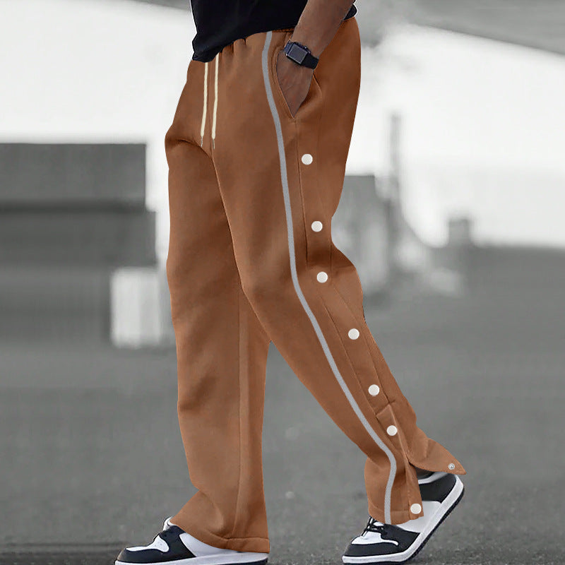 Jogging homme sportif à boutons-pression latéraux et bande contrastée 6