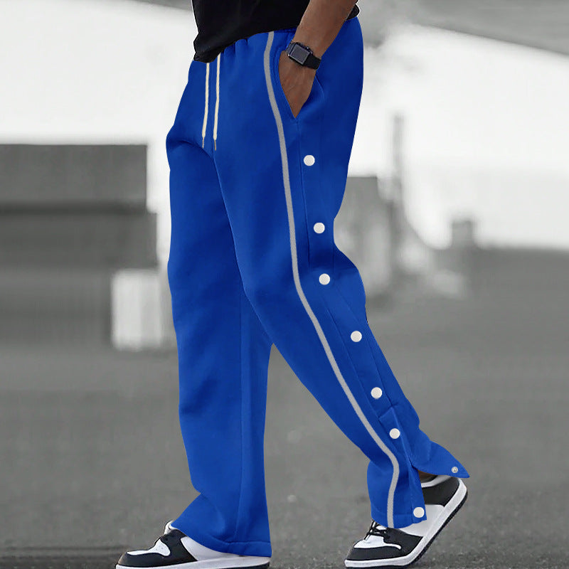 Jogging homme sportif à boutons-pression latéraux et bande contrastée 9