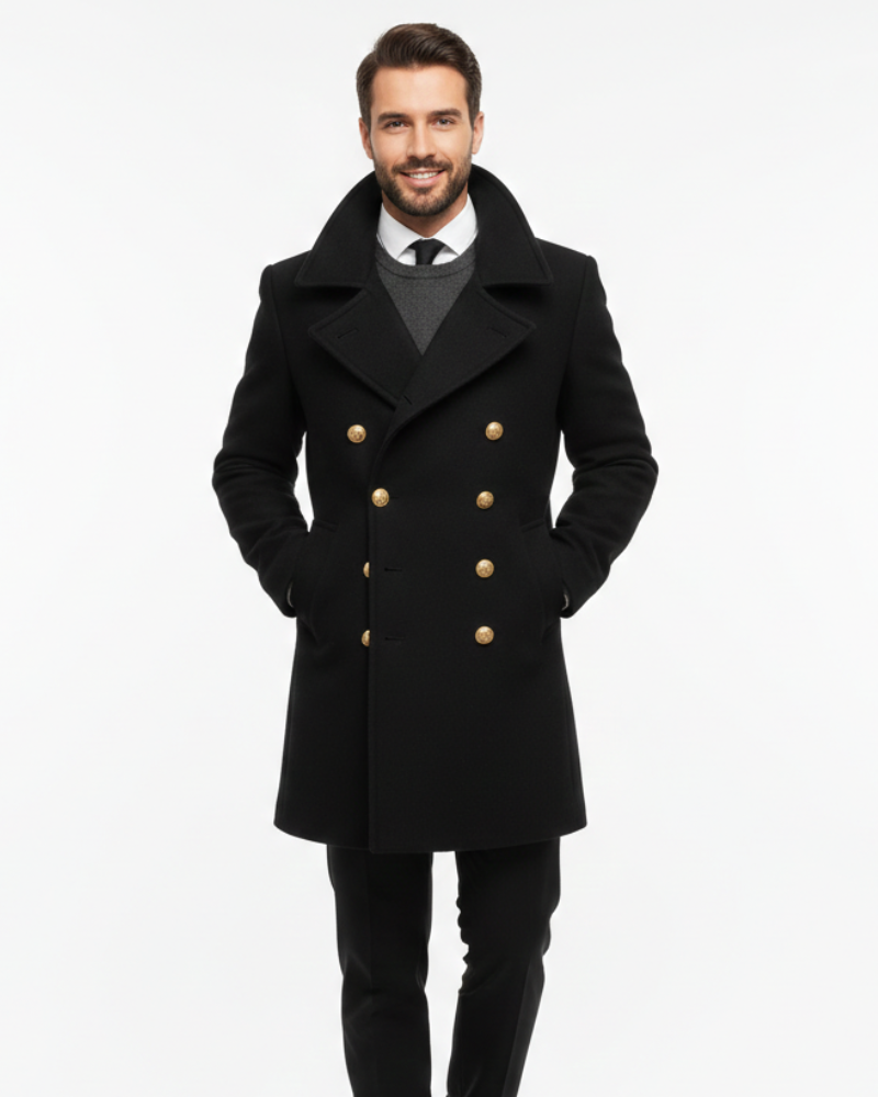Manteau caban homme en laine à double boutonnage 1