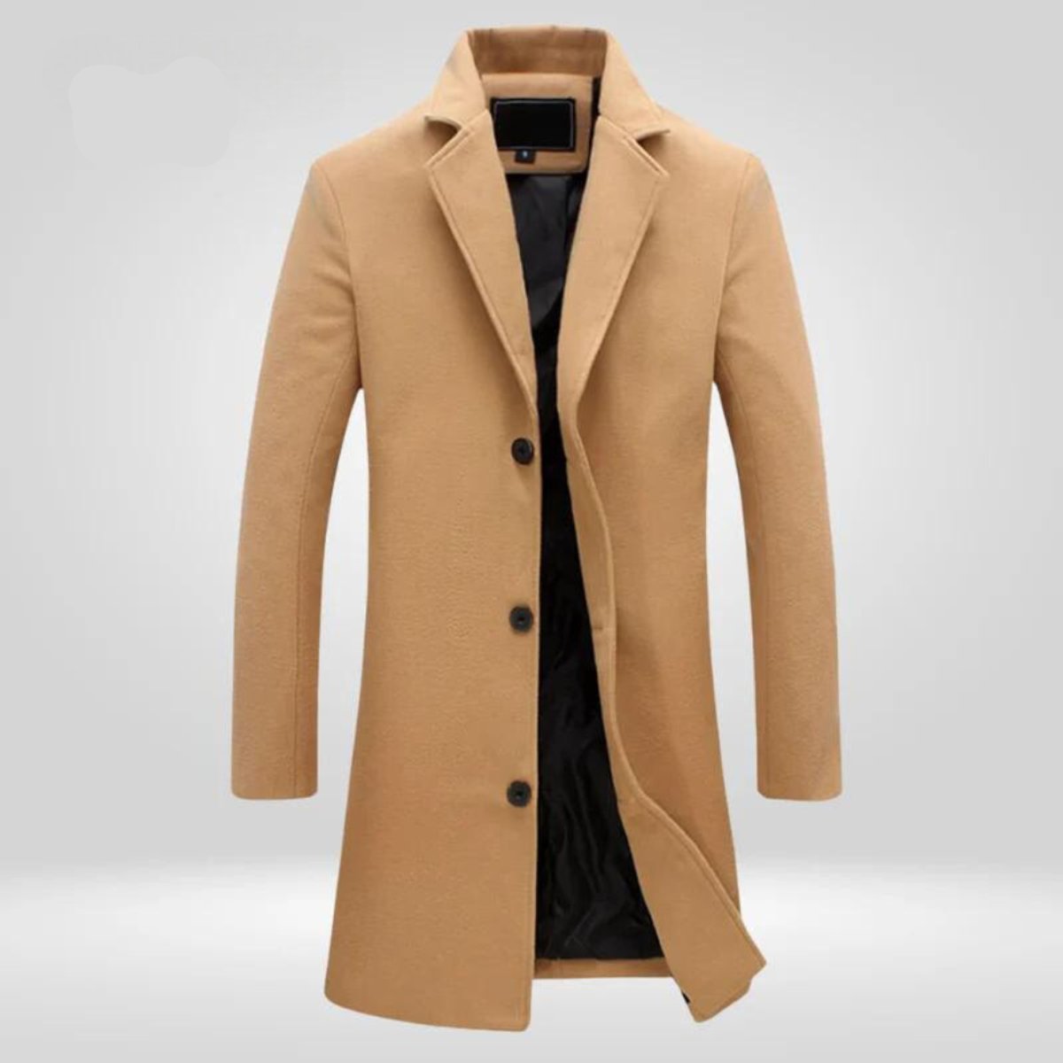 Manteau en laine homme long à col cranté et coupe classique 1