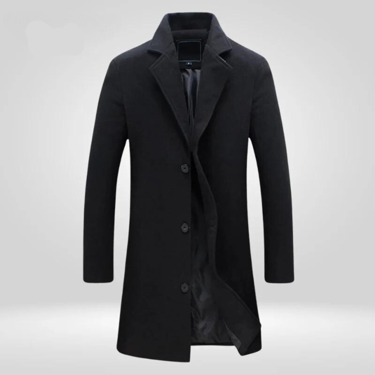 Manteau en laine homme long à col cranté et coupe classique 2
