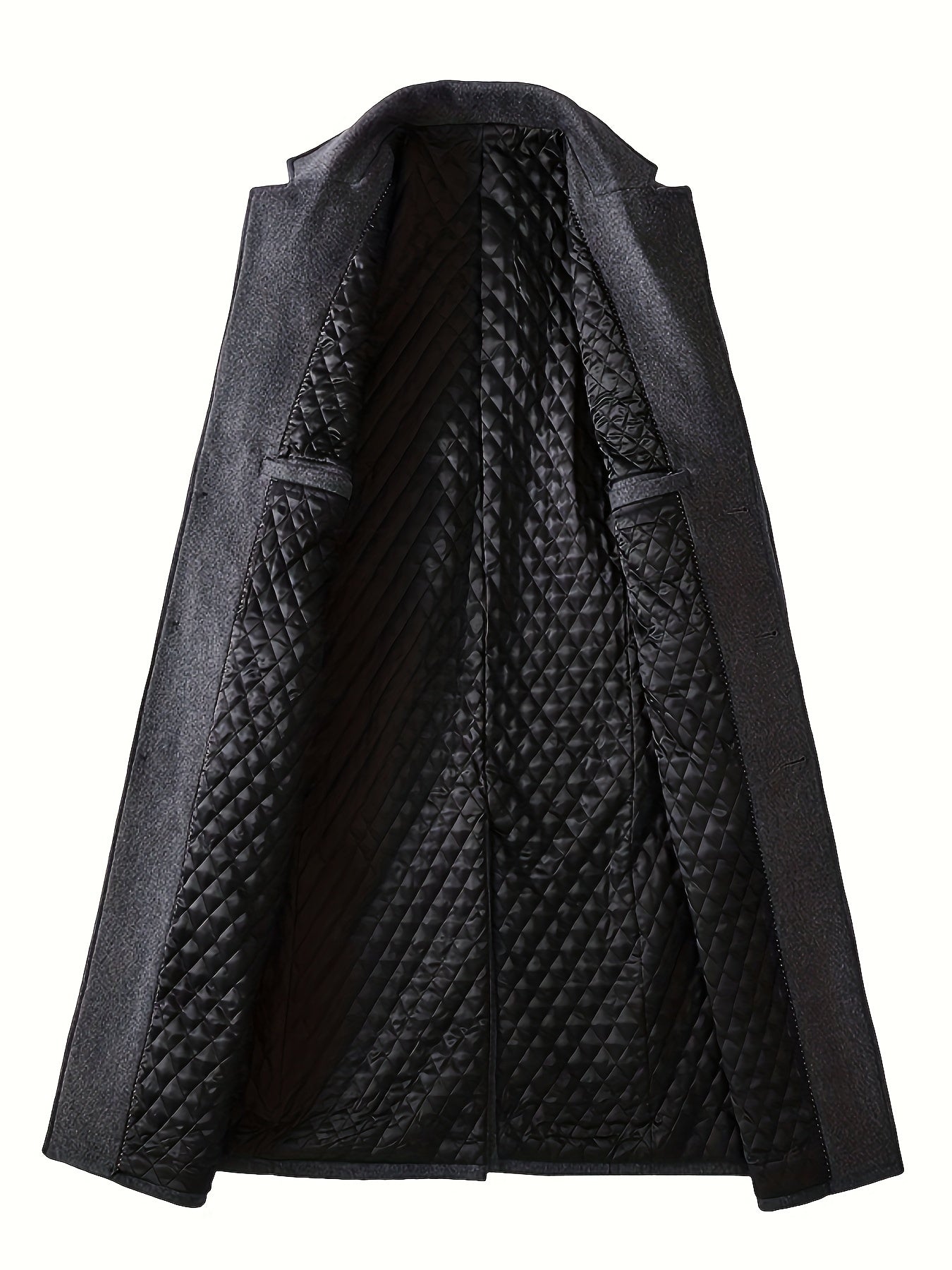 Manteau en laine homme long à col cranté et poches latérales 4