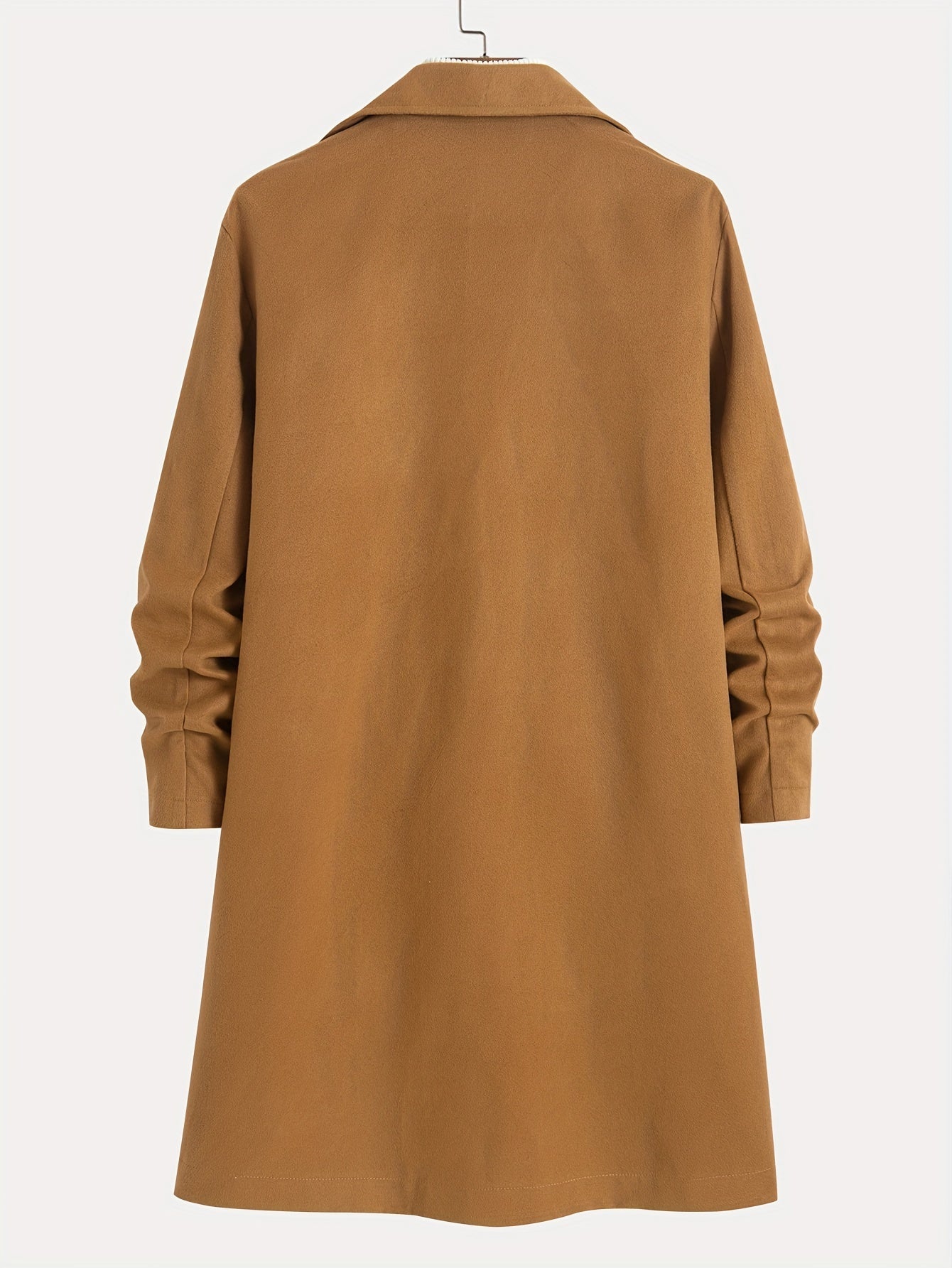 Manteau en laine homme long à col cranté et poches passepoilées 4
