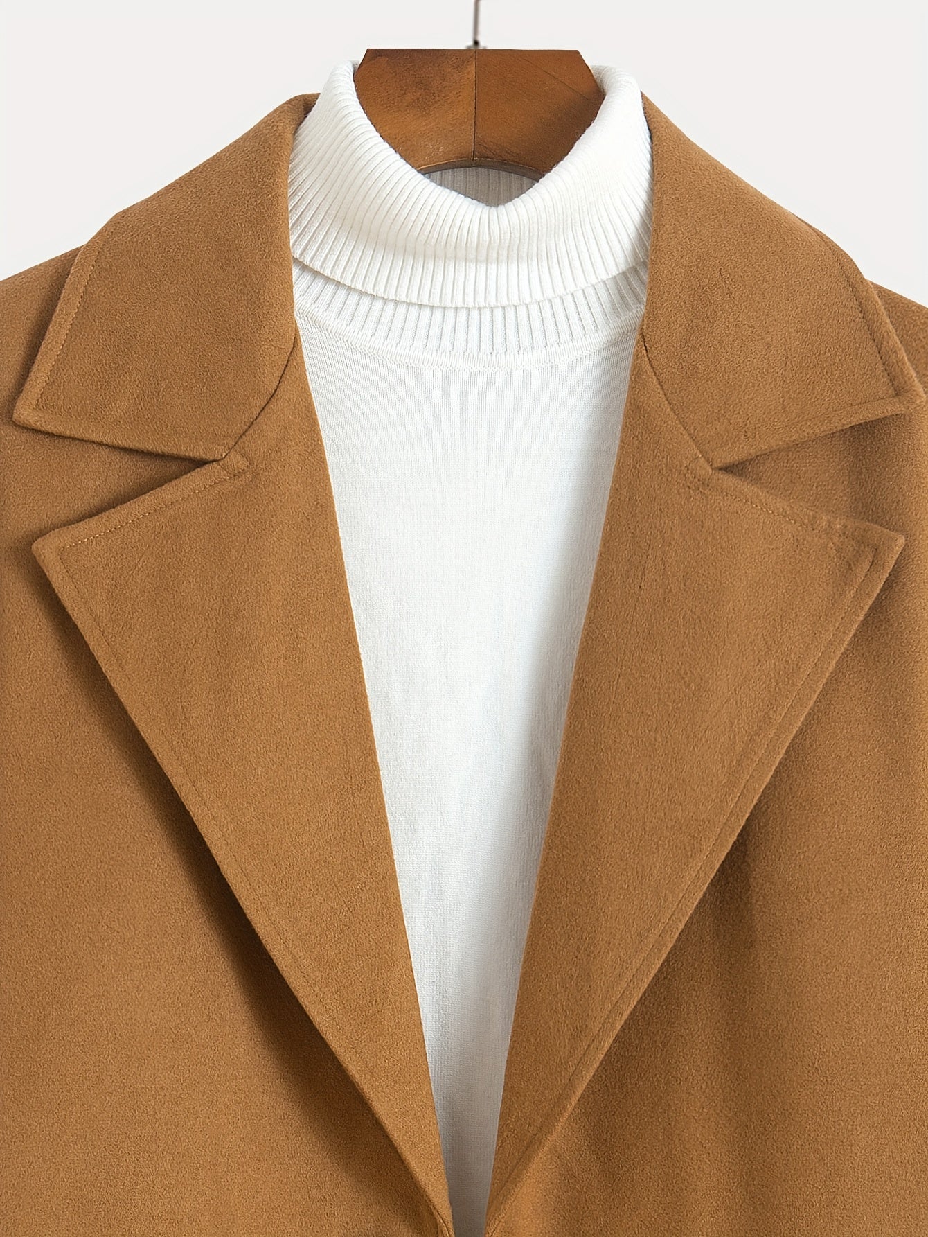 Manteau en laine homme long à col cranté et poches passepoilées 5