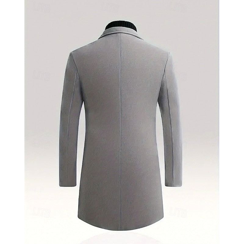 Manteau en laine homme long à col cranté et simple boutonnage 6