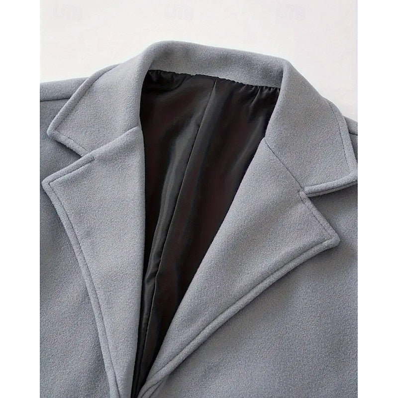 Manteau en laine homme long à col cranté et simple boutonnage 7