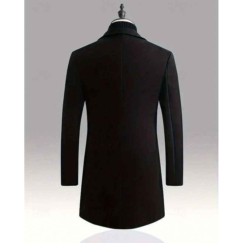 Manteau en laine homme long à col cranté et simple boutonnage 9