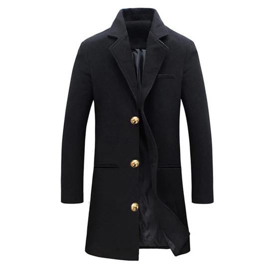 Manteau en laine homme long à col montant et simple boutonnage 4
