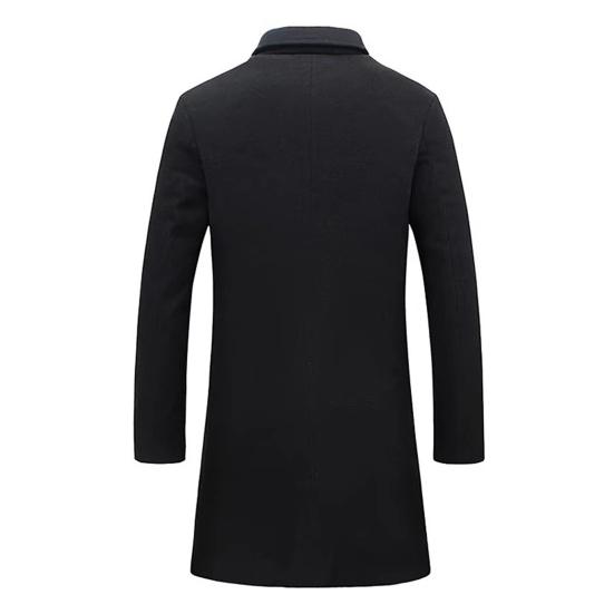 Manteau en laine homme long à col montant et simple boutonnage 5