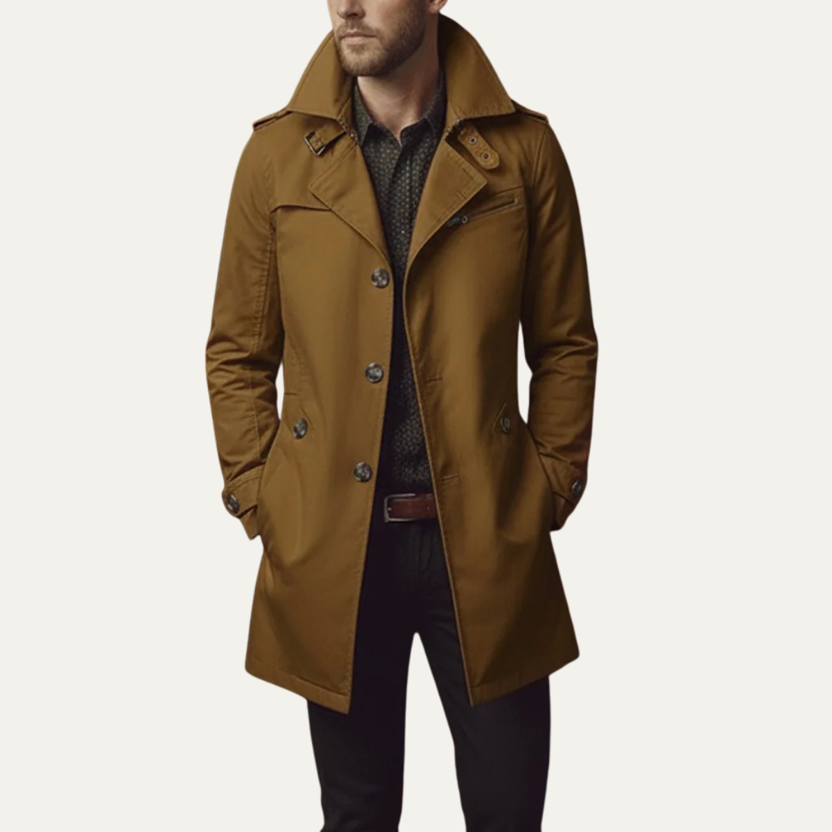 Manteau en laine homme long à double boutonnage et coupe ajustée 2