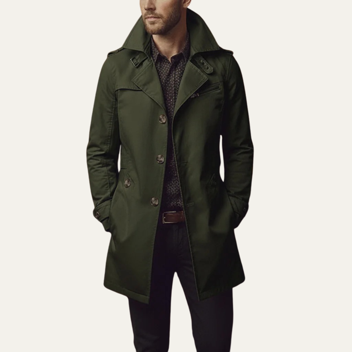 Manteau en laine homme long à double boutonnage et coupe ajustée 3