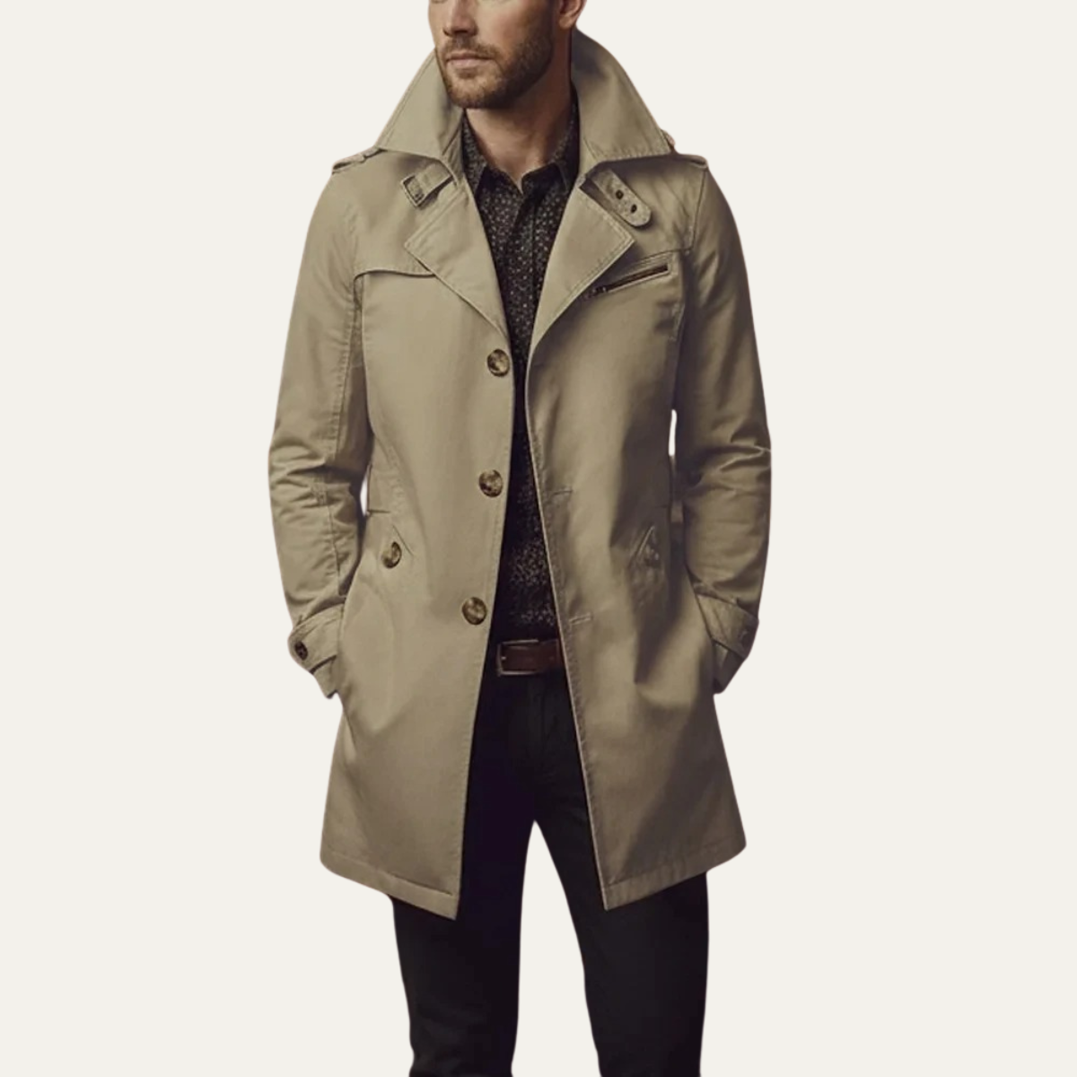 Manteau en laine homme long à double boutonnage et coupe ajustée 4