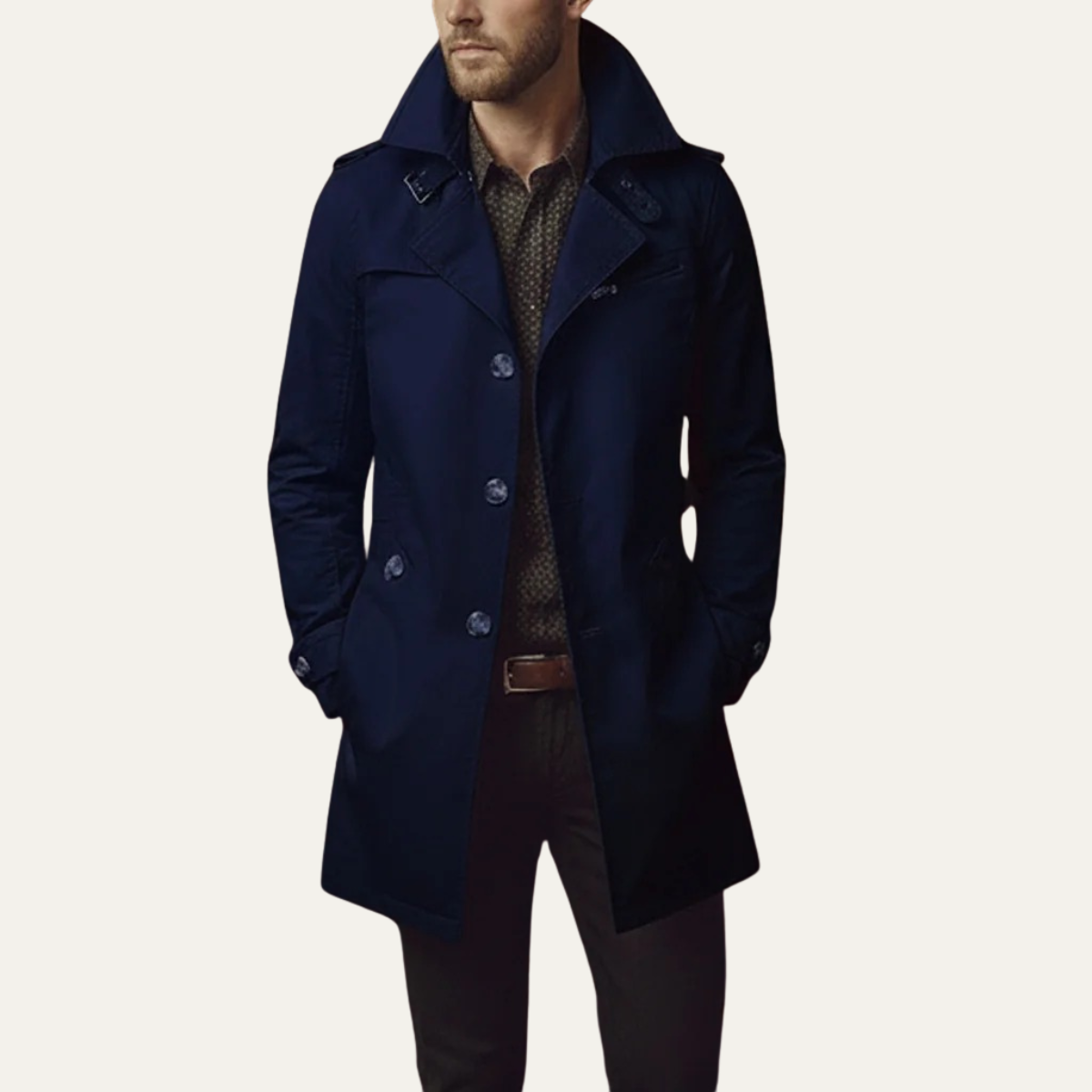 Manteau en laine homme long à double boutonnage et coupe ajustée 5
