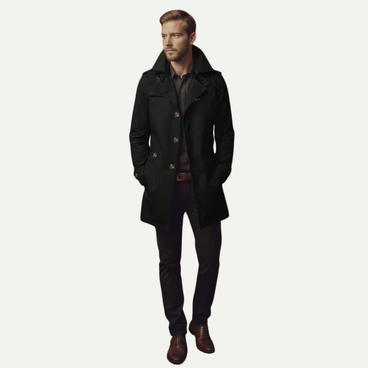 Manteau en laine homme long à double boutonnage et coupe ajustée 7