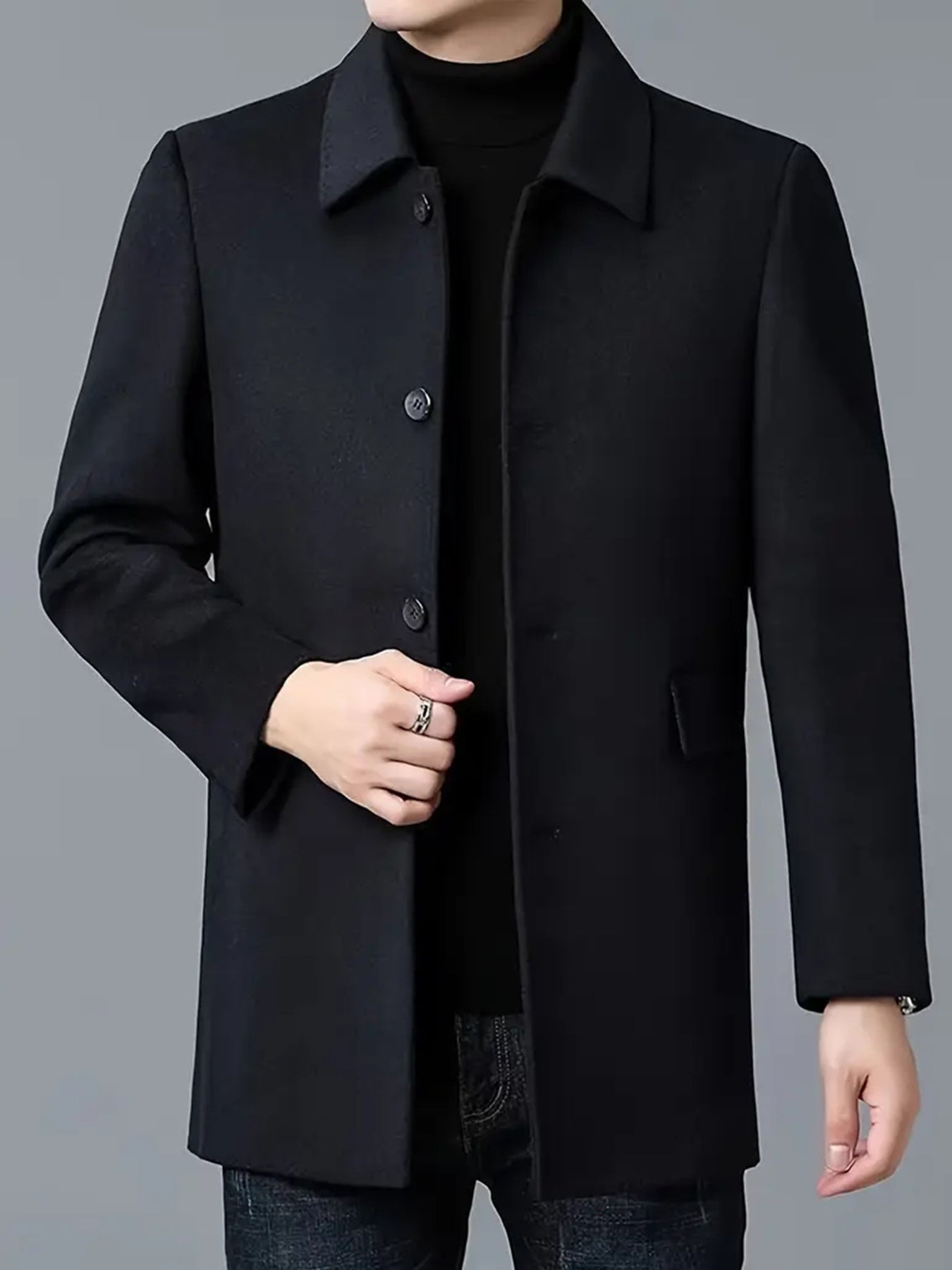 Manteau en laine homme mi-long à col chemise et coupe ajustée 2