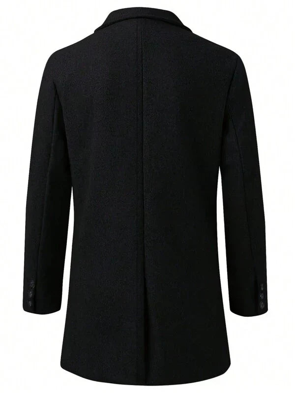 Manteau en laine homme mi-long à col cranté et coupe ajustée 4