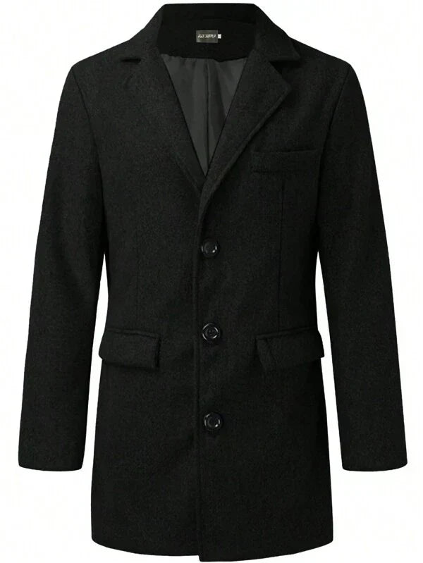 Manteau en laine homme mi-long à col cranté et coupe ajustée 5
