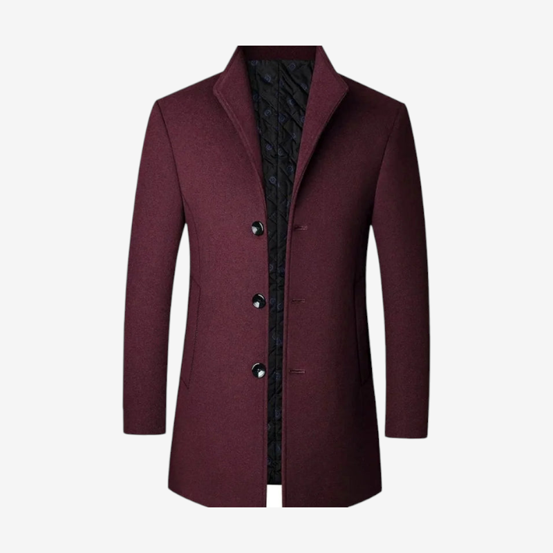 Manteau en laine homme mi-long à col montant et doublure matelassée 4