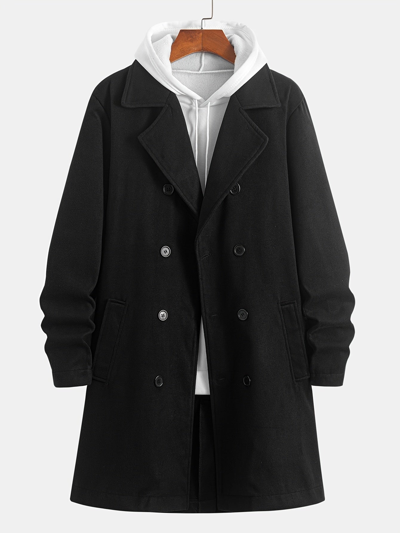Manteau en laine homme mi-long à double boutonnage et coupe ajustée 4