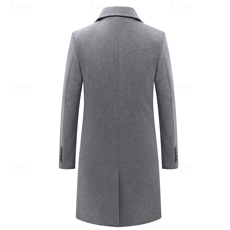 Manteau en laine homme mi-long à double boutonnage et poches à rabat 5