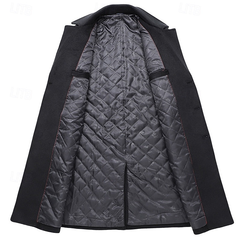 Manteau en laine homme mi-long à double boutonnage et poches à rabat 6