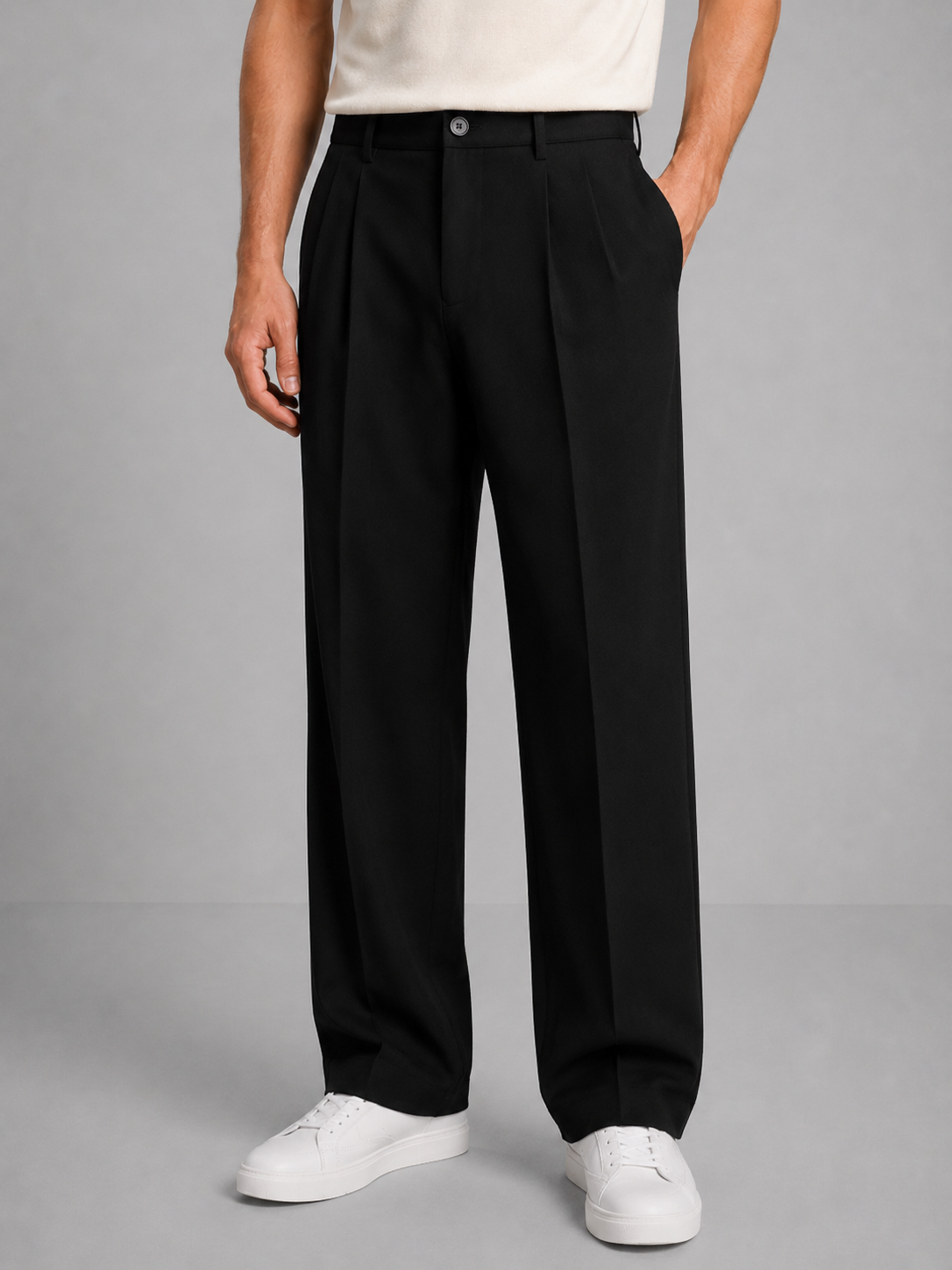 Pantalon homme à jambes larges et doubles plis 3