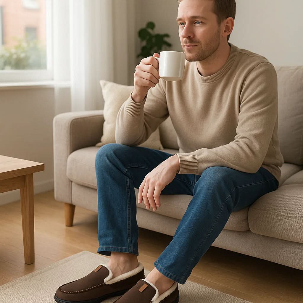 Pantoufles mocassins homme doublées en laine synthétique 5