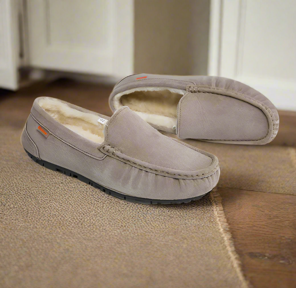 Pantoufles mocassins homme doublées sherpa à semelle antidérapante 1