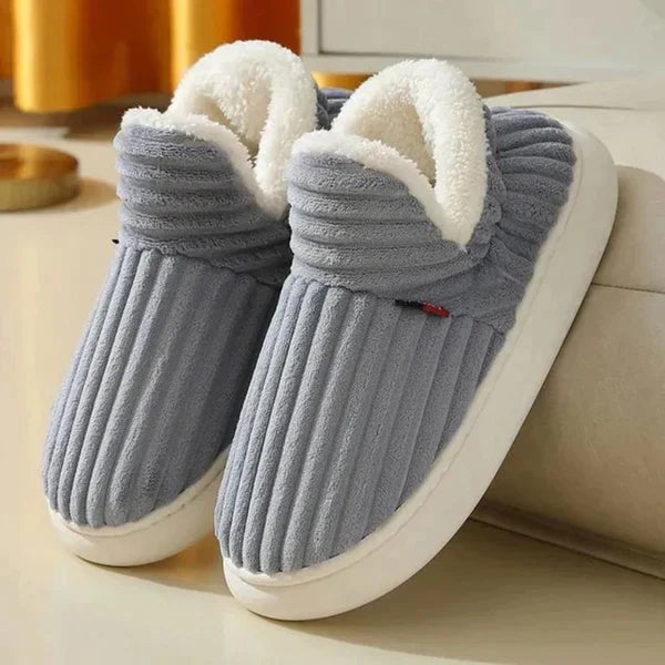 Pantoufles montantes homme doublées peluche à côtes et semelle antidérapante 2