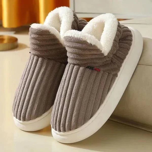 Pantoufles montantes homme doublées peluche à côtes et semelle antidérapante 3
