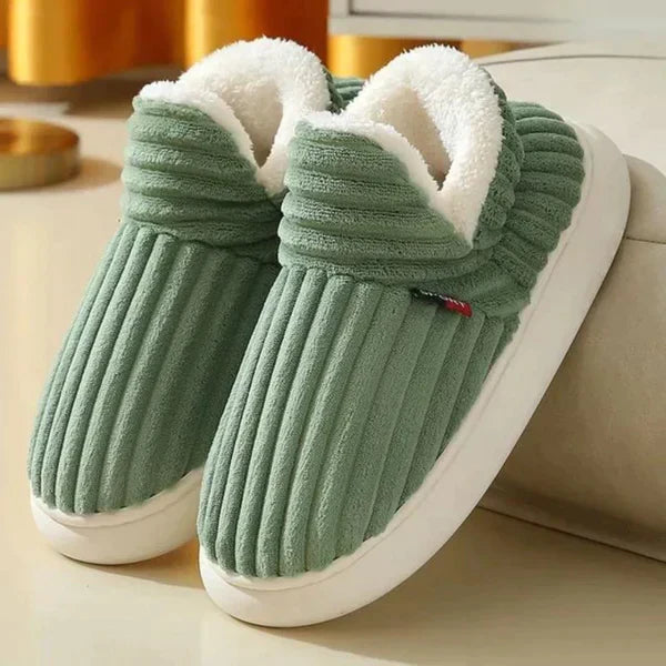 Pantoufles montantes homme doublées peluche à côtes et semelle antidérapante 4