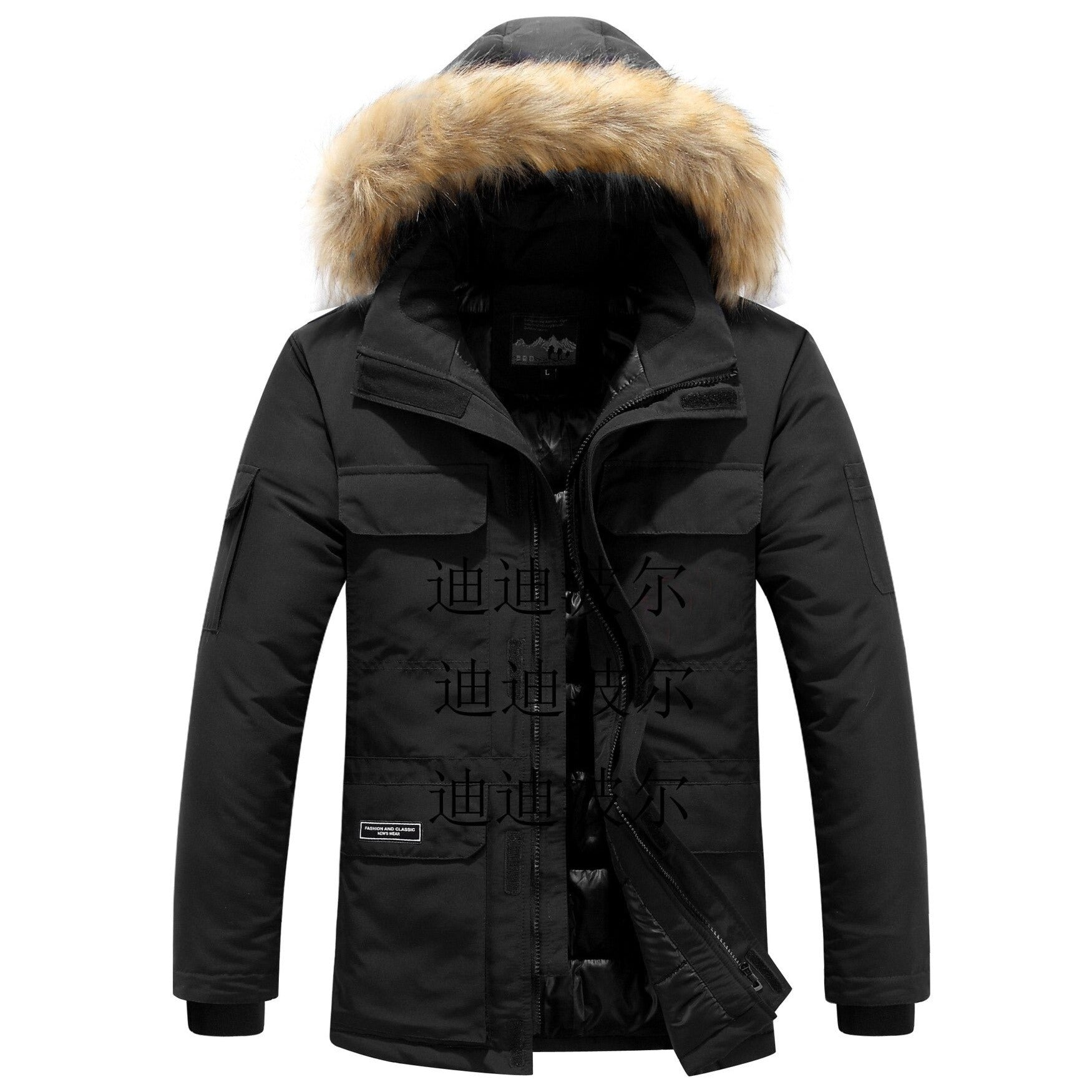 Parka courte homme à capuche en fausse fourrure 2