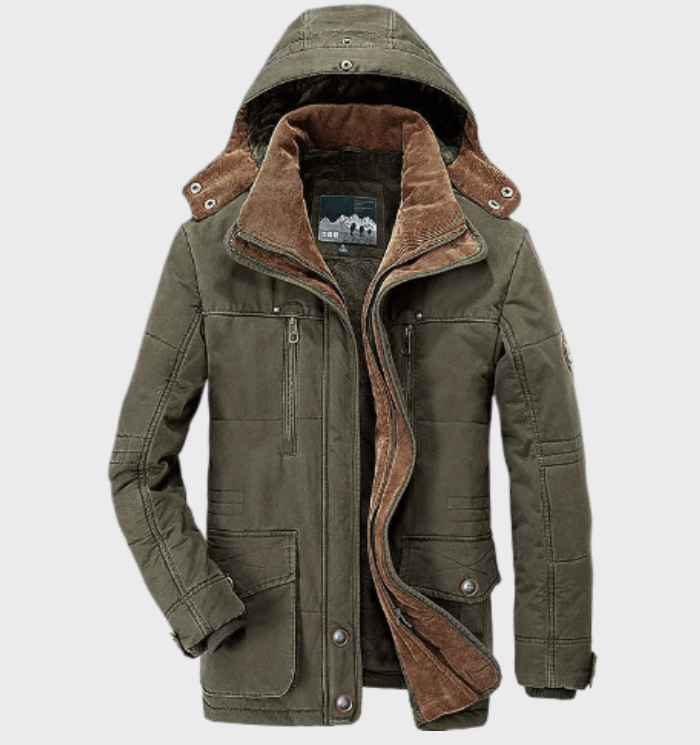 Parka homme à capuche à col montant et poches à rabat 2