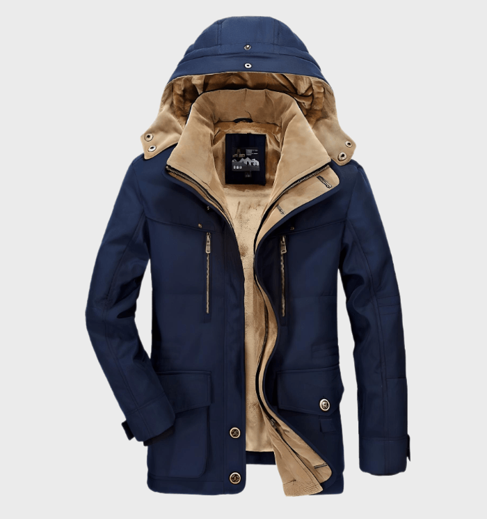 Parka homme à capuche à col montant et poches à rabat 4