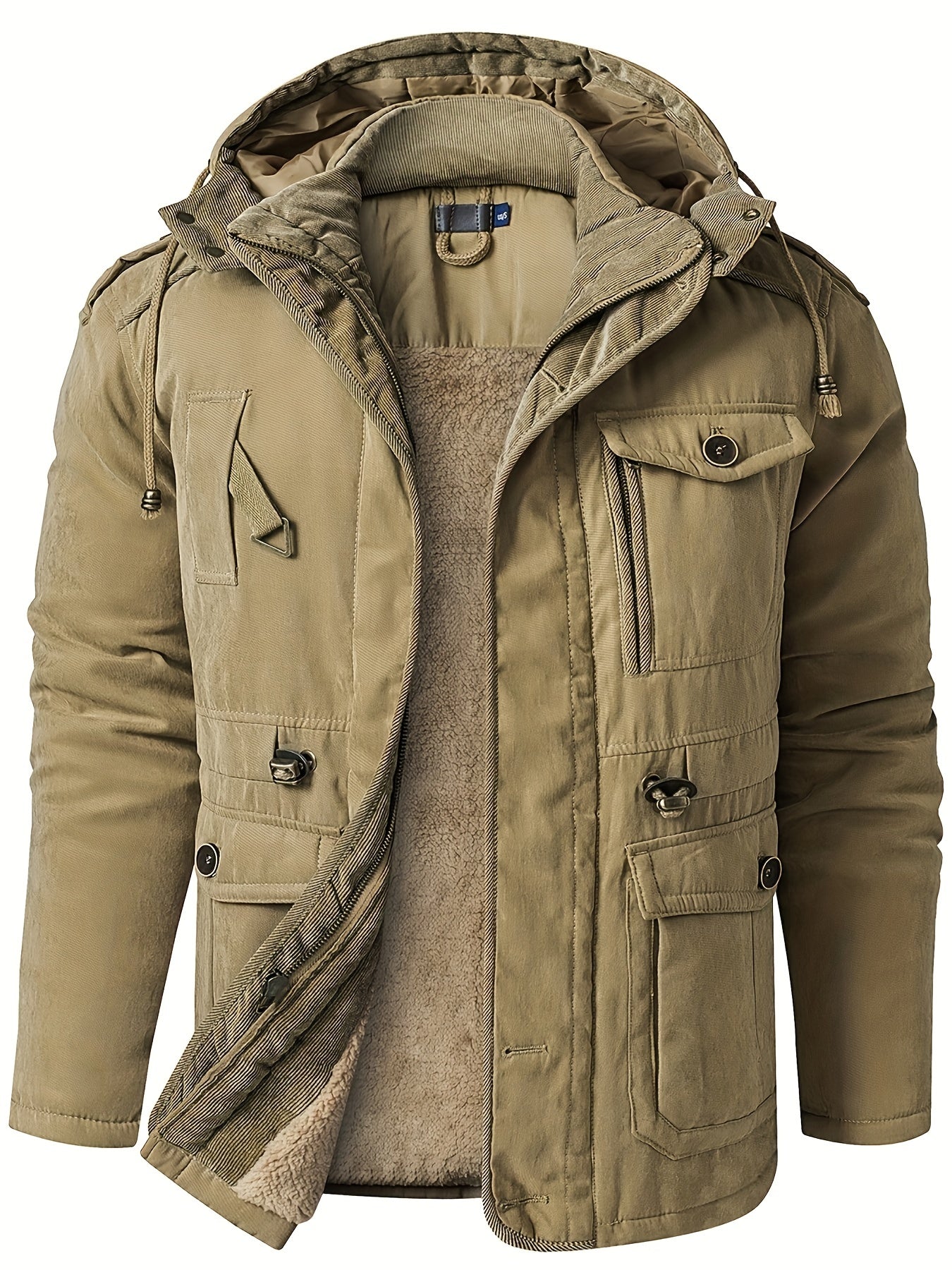 Parka homme à capuche à doublure chaude et poches cargo 3