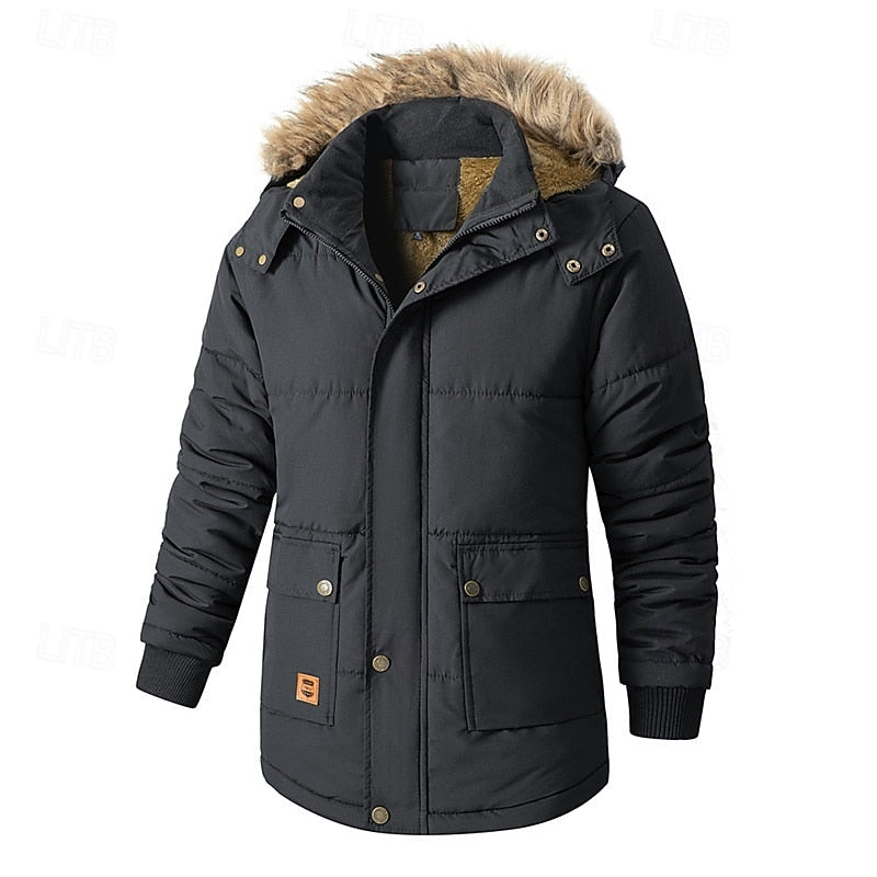 Parka homme à capuche en fausse fourrure et doublure polaire 2